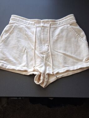 Nike Cream High-Rise Drawstring Athletic Shorts